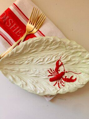 1930's Carleton Ware Lobster on Lettuce Leaf Platter